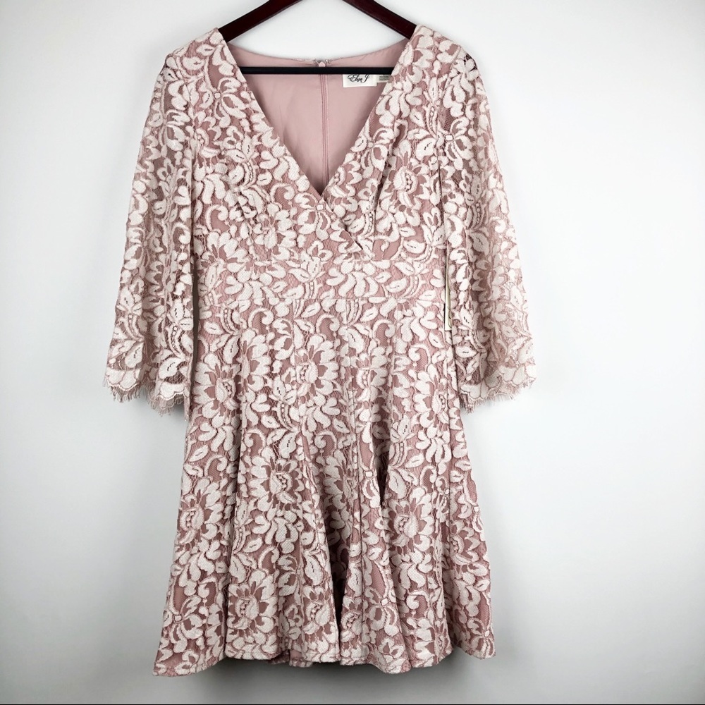 Eliza J Blush Fit & Flare Lace Dress Size 6 - Picture 3 of 8